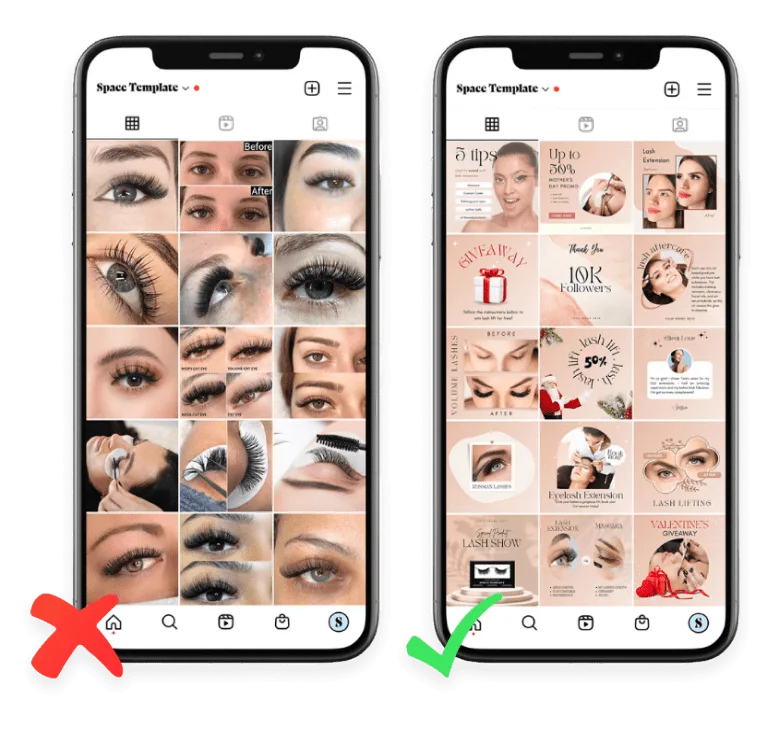 Lash Feed Comparison Mockup